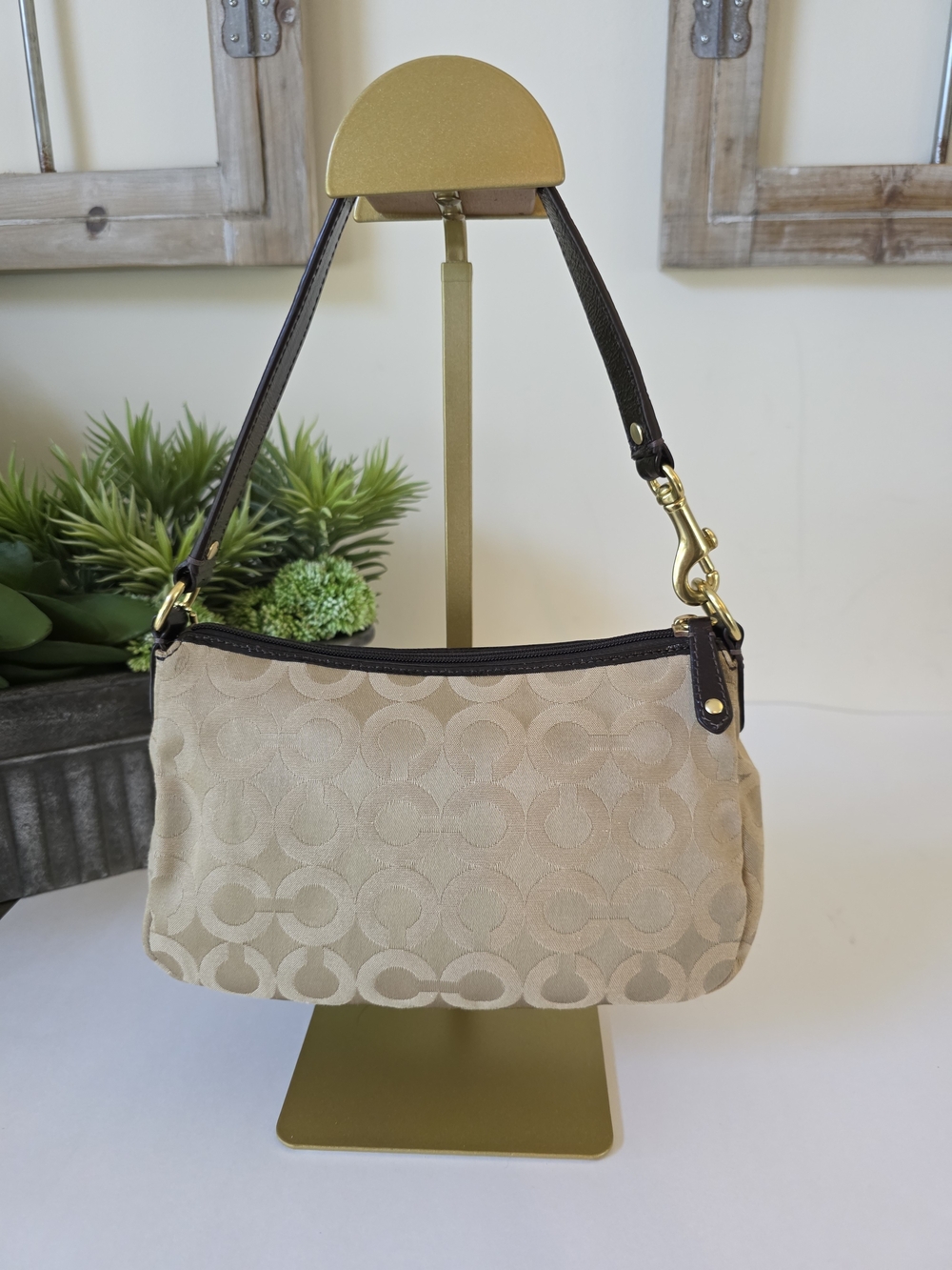 Coach Madison Signature Mini Shoulder Hobo Bag Y2K Brown Leather - Picture 2 of 11